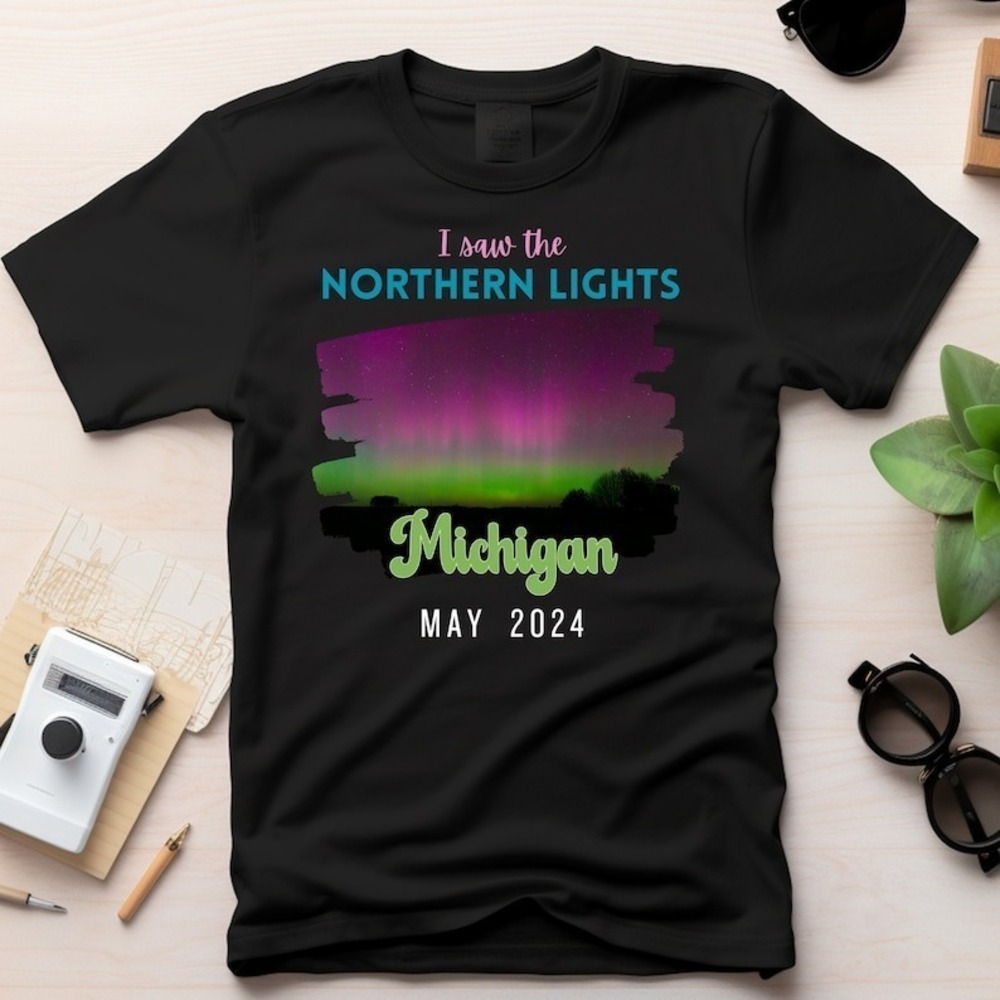 Northern Lights Michigan Shirt, Aurora Borealis Crewneck